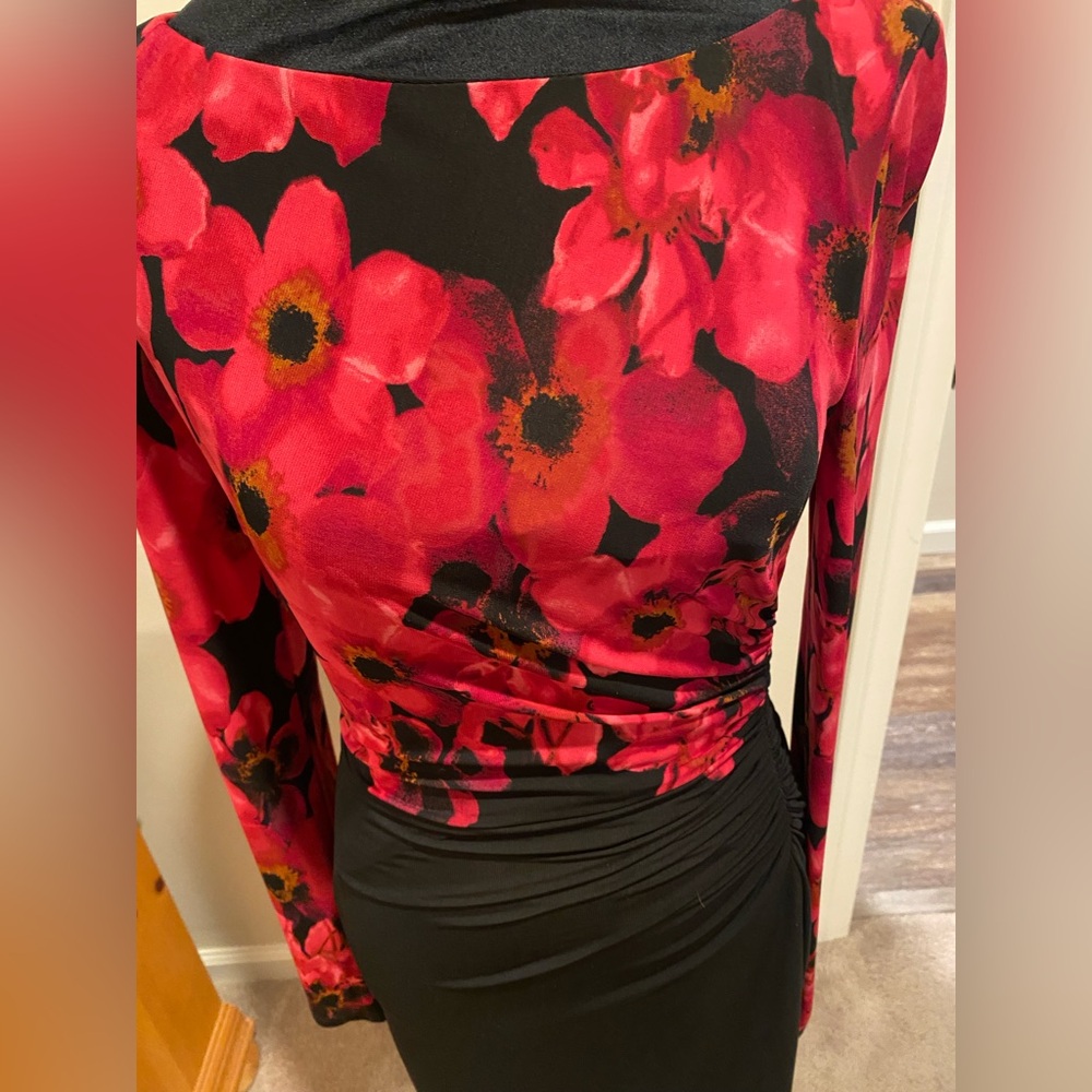 Ralph Lauren Elegant Fuchsia and Black Floral Dress - Picture 5 of 5